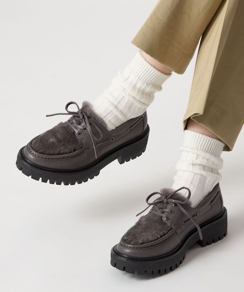 レースアップモカシン フラット45↑