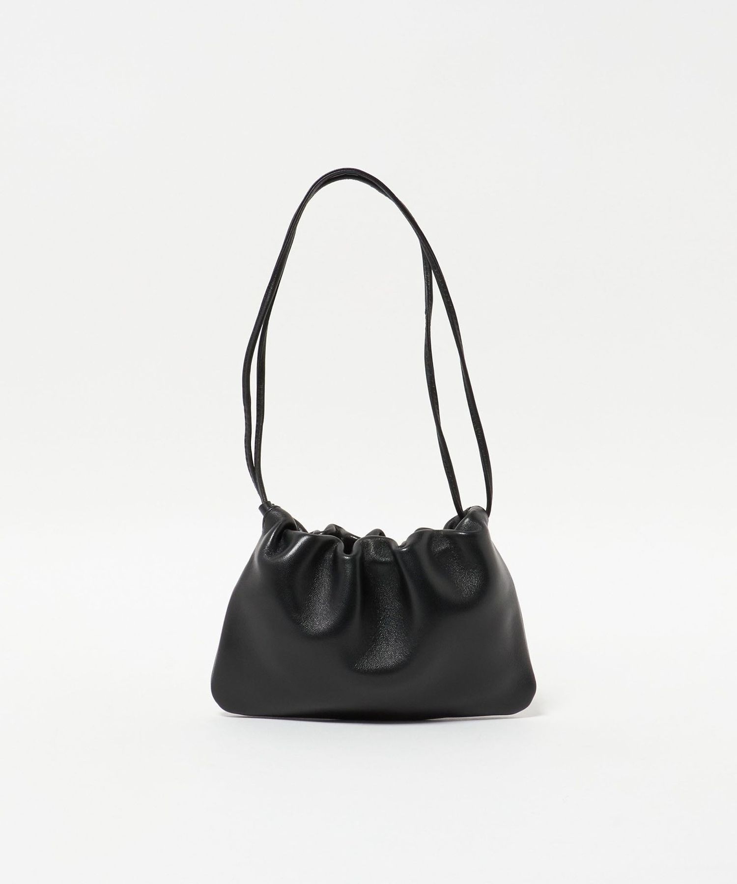 NOTHING WRITTEN ブラックレザーポーチ NOTHING WRITTEN＞ NELLA StrapMiniBag