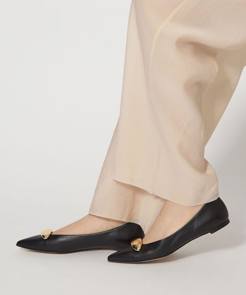 UNITED ARROWS オーバルメタルパンプス フラット10 BLACK 黒 オーバルメタル フラット10 BLACK 黒 - メルカリ