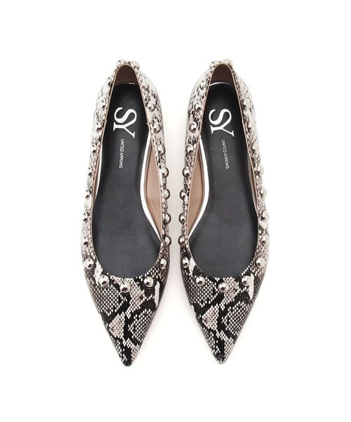 【未使用】SY UNITED ARROWS スタッズライン フラット パンプス 未使用】SY UNITED ARROWS スタッズライン フラット パンプス 靴