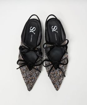 SY/＜SY＞ポインテッド リボン バックベルト フラット15↑/フラットシューズ