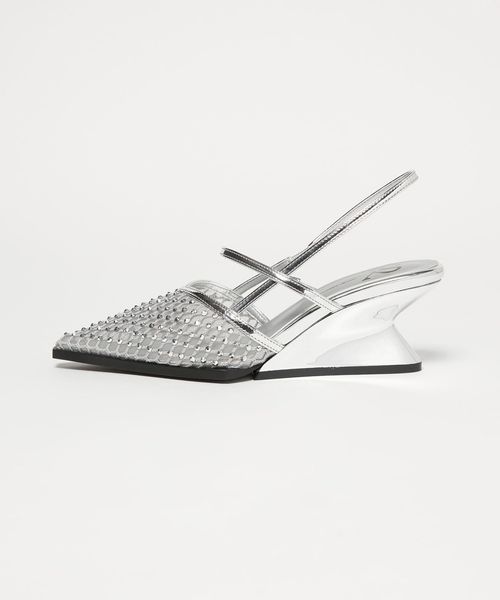 SY/＜SY＞ ポインテッド ビジュー ウェッジ バックベルト サンダル60↑/サンダル