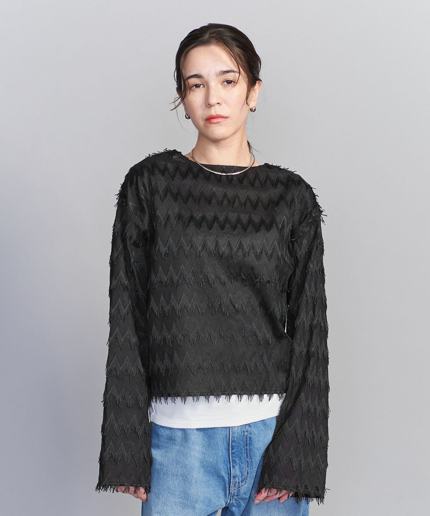 エンブロイダリー 2WAY シアーブラウス 