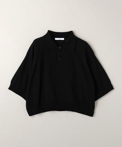 ユナイテッドアローズ　黒 ポロシャツ　ニットポロ　ビッグシルエット Lサイズ セール】バーズアイ ニット ポロシャツ（ポロシャツ）｜UNITED