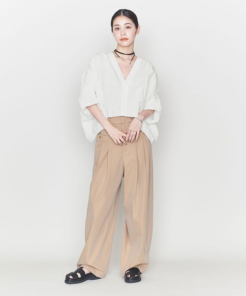 ASTRAET＞3ボタン キモノスリーブ Vネックブラウス