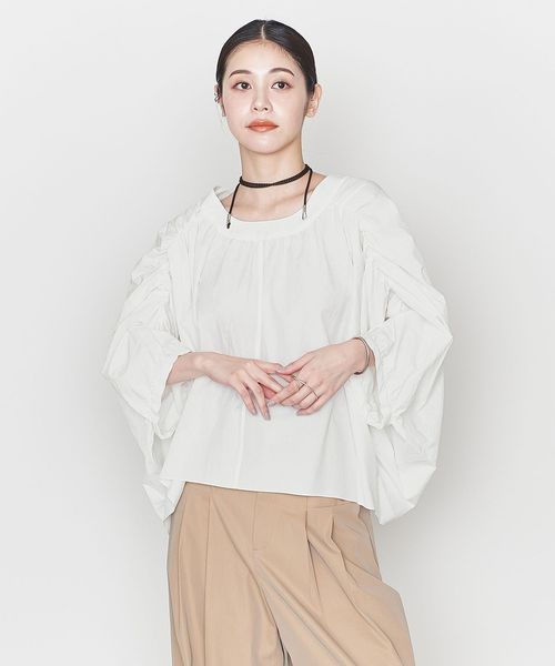 ASTRAET◆3ボタンキモノスリーブVネックブラウス/--/コットン/WHT/5421-270-0255 ASTRAET＞3ボタン キモノスリーブ Vネックブラウス