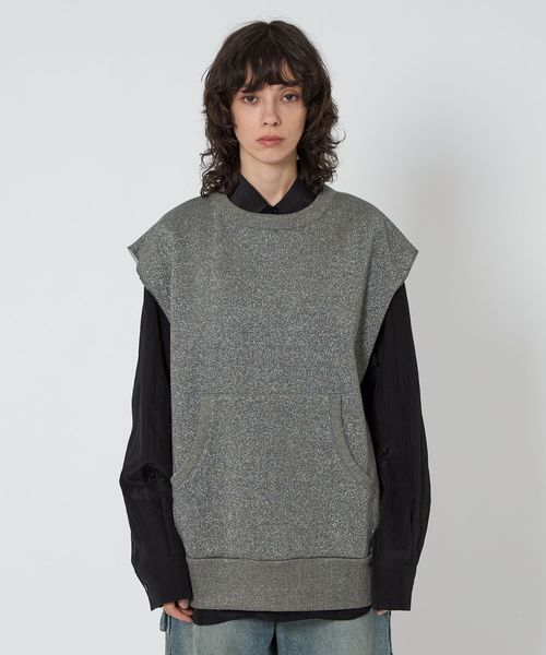 ASTRAET＞ラメ ウラケ ノースリーブスウェット UNISEX