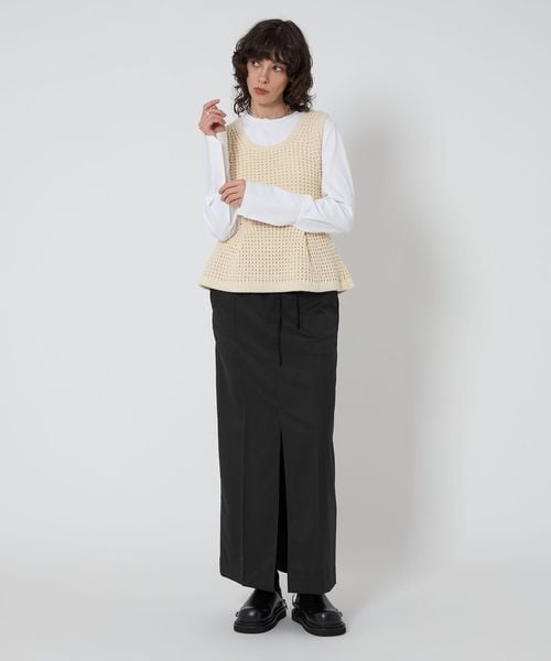 新品タグ付き　ASTRAETのスカート　0 ASTRAET - 【BLACK】<ASTRAET>ジョーゼット シアー タイト