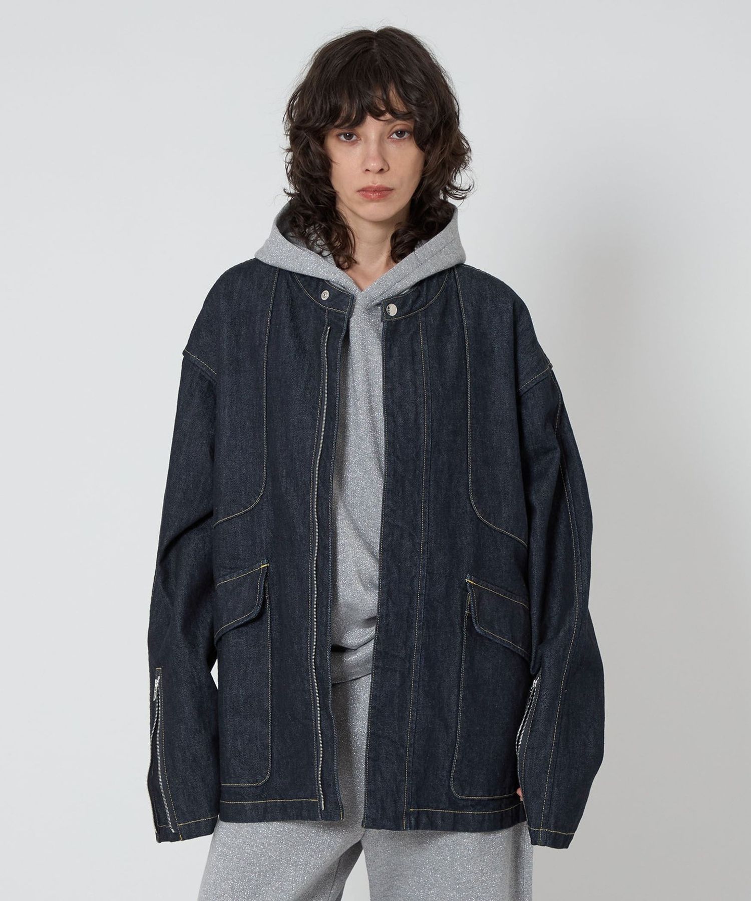 UNITED ARROWS ノーカラージップブルゾン 36サイズ ASTRAET＞デニム ノーカラー ジップブルゾン UNISEX