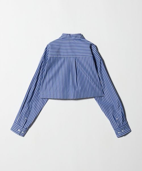 ASTRAET＞ストライプ クロップド レギュラーカラーシャツ