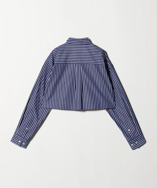 ASTRAET＞ストライプ クロップド レギュラーカラーシャツ