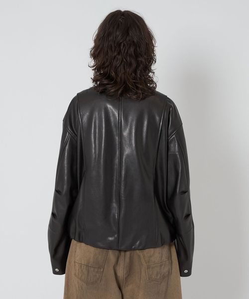 ASTRAET＞スソゴム ラムレザー ジップブルゾン UNISEX