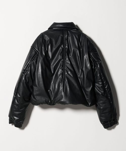 ASTRAET＞レザーライク ジップ ショートブルゾン
