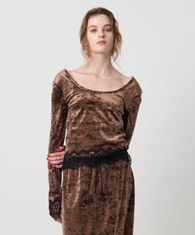 ASTRAET/＜ASTRAET＞ベロア レース Uネックカットソー/Tシャツ / カットソー