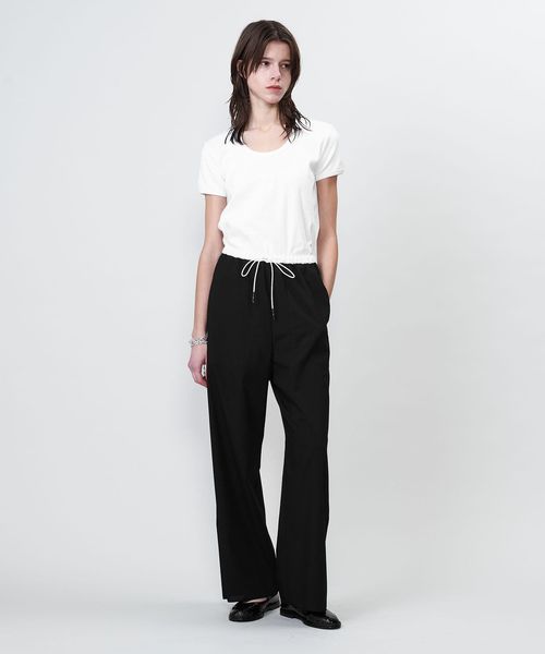 ASTRAET＞コットン フライス トリム UネックTシャツ