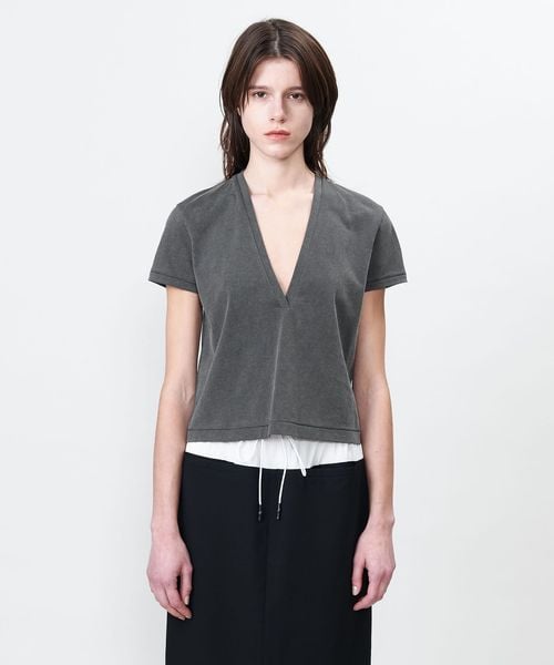tシャツ 「ASTRAET」コットンテンジク ディープVネックTシャツ レディース ASTRAET＞コットンテンジク ディープVネックTシャツ