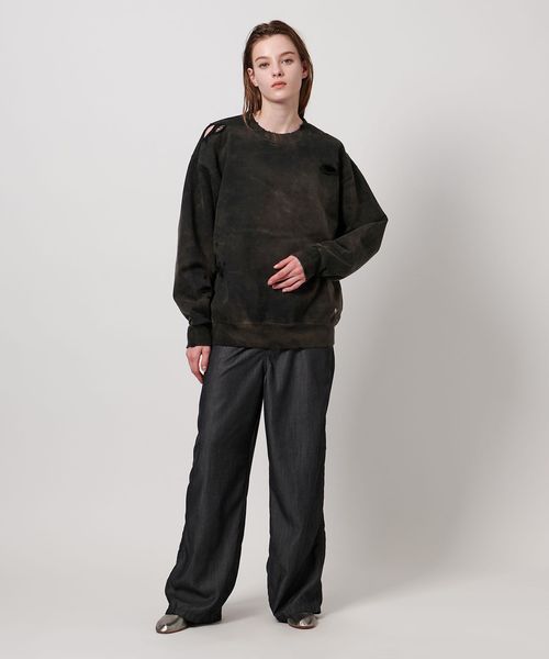 ASTRAET＞アシッドウォッシュ ダメージ スウェット