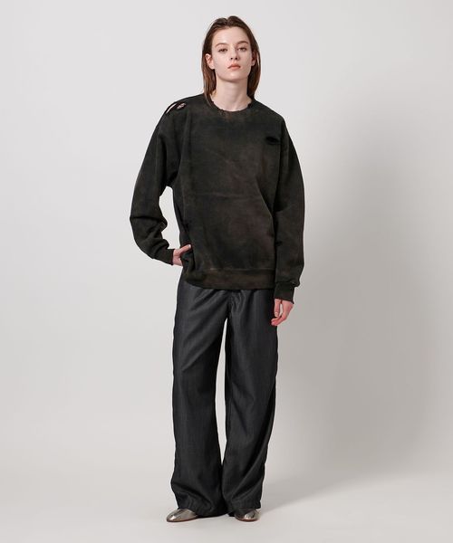 ASTRAET＞アシッドウォッシュ ダメージ スウェット
