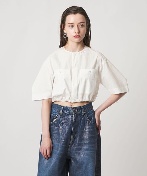 ASTRAET/＜ASTRAET＞2ポケット クロップド ノーカラーブラウス/シャツ / ブラウス