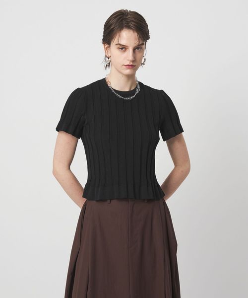 ASTRAET/＜ASTRAET＞14G リブ フリル クルーネックニット/ニット / セーター