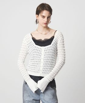 ASTRAET/＜ASTRAET＞12G アイレット スクエアネックカーディガン/カーディガン / ボレロ