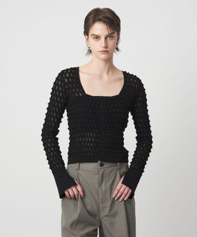 ASTRAET/＜ASTRAET＞12G アイレット スクエアネックカーディガン/カーディガン / ボレロ