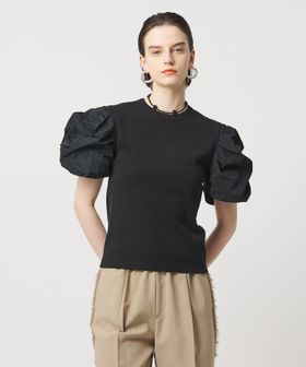 ASTRAET/＜ASTRAET＞フライスxタフタ パフスリーブカットソー/Tシャツ / カットソー