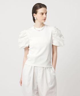 ASTRAET/＜ASTRAET＞フライスxタフタ パフスリーブカットソー/Tシャツ / カットソー