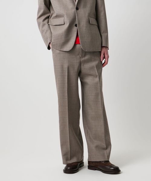 UNITED ARROWS&SONS リラックス　パンツ【size M】 UNITED ARROWS & SONS＞ WOOL CHECK WIDE TROUSERS/スラックス