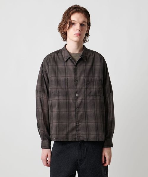UNITED ARROWS & SONS 半袖シャツ　ブラック　Lサイズ セール】 クリア オックスフォード リラックスレギュラー 半袖