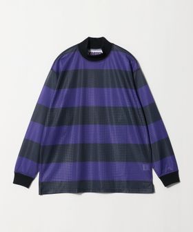 SHIDEN/＜SHIDEN＞ Mock Neck LS Stripe Mesh/ロングスリーブTシャツ/Tシャツ / カットソー
