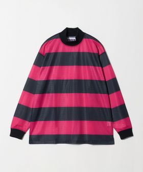 SHIDEN/＜SHIDEN＞ Mock Neck LS Stripe Mesh/ロングスリーブTシャツ/Tシャツ / カットソー