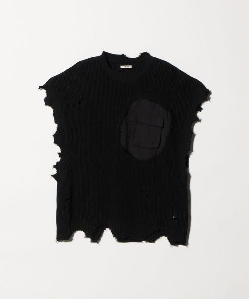 KHOKI/＜KHOKI＞ Destroyed Vest Black/ニット/ベスト