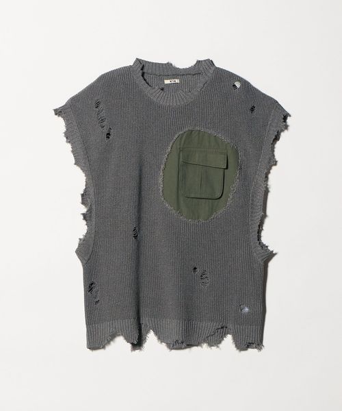 KHOKI/＜KHOKI＞ Destroyed Vest Gray/ベスト/ニット / セーター