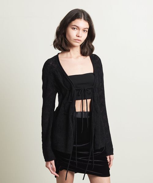 【新品タグ付き UNITED ARROWS ギャザーシアーカーディガン】 ダブルフェイス リングボタンカーディガン ―ウォッシャブル―