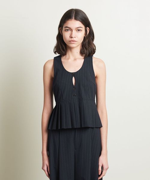 attisession united arrows ニットベスト ブラウン ATTISESSION>プリーツ ベスト