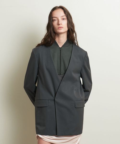 充実の品 ATTISESSION＞ジャージー ジップ ロングスリーブ トップス