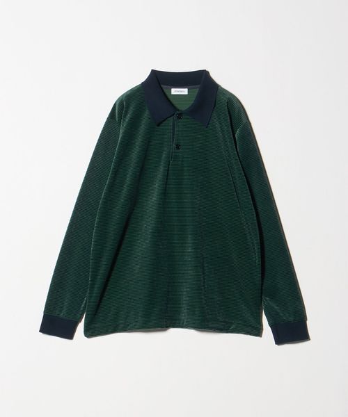 ATTISESSION＞ベロア ボーダー ポロシャツ