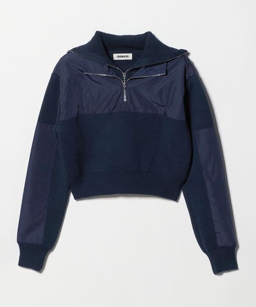 CREMAISH/＜CREMAISH＞パッチワーク ハイネック ハーフジップ トップス/ニット / セーター