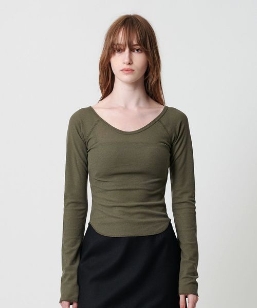 ATTISESSION/＜ATTISESSION＞ワッフル ローカットネック トップス/Tシャツ / カットソー