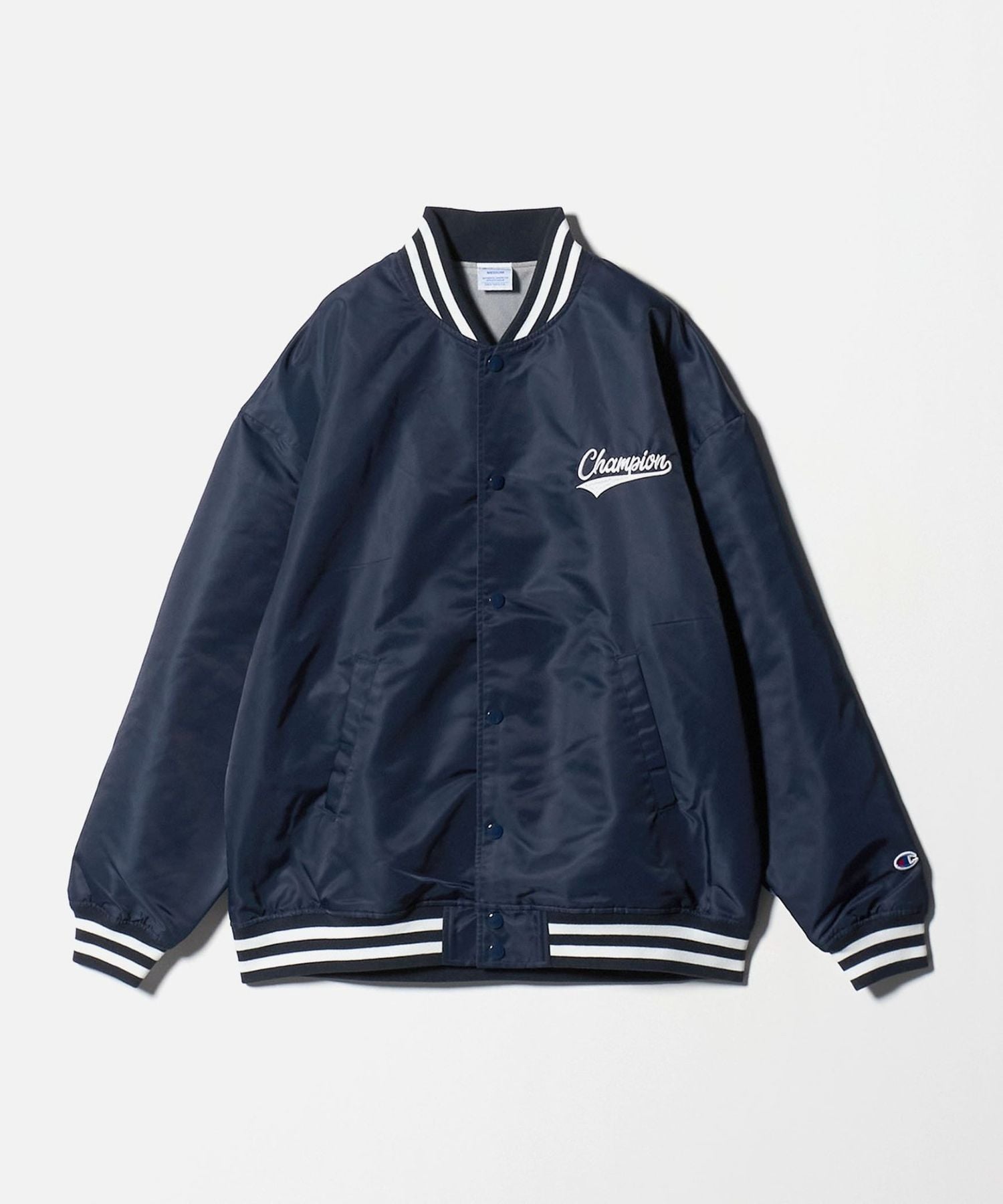 ベースボールジャケット Champion＞サテン ベースボール ジャケット