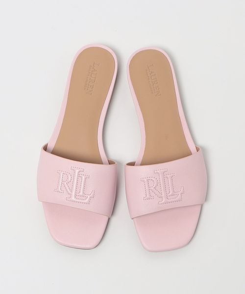【未使用】　LAURENラルフローレン　ピンクベージュサンダル　23cm LAUREN RALPH LAUREN＞ロゴ スライダー サンダル/ピンク