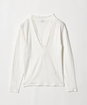 ATTISESSION/＜ATTISESSION＞レーストリム Vネック ロングスリーブ カットソー/Tシャツ / カットソー