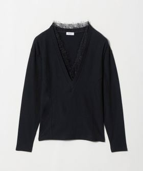 ATTISESSION/＜ATTISESSION＞レーストリム Vネック ロングスリーブ カットソー/Tシャツ / カットソー