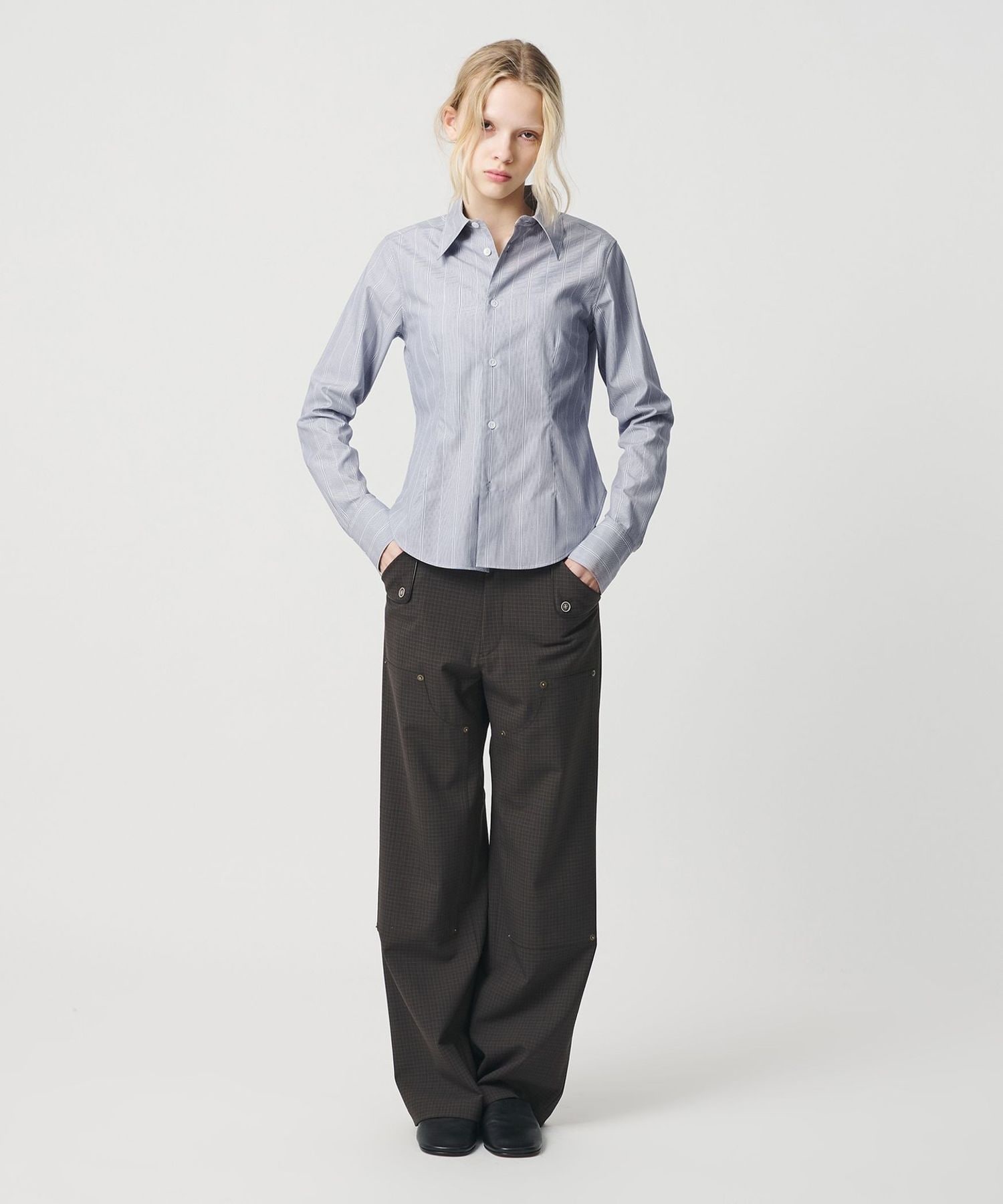 ATTISESSION>コットン ストライプ スリム シャツ ATTISESSION>コットン ストライプ スリム シャツ