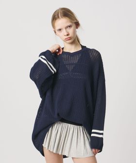 ATTISESSION/【別注】＜MASON＞メッシュ Vネック プルオーバー トップス/ニット / セーター