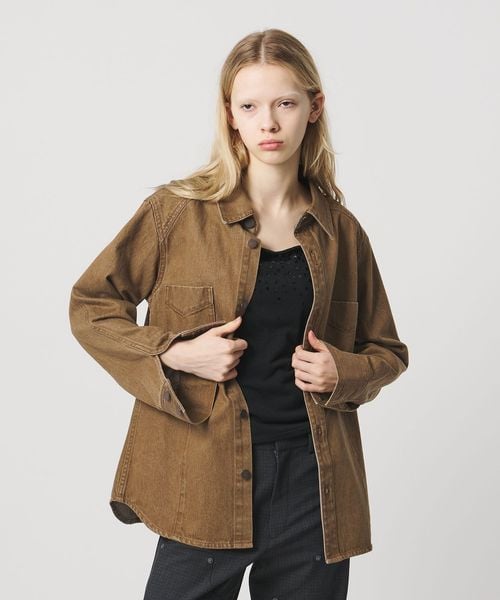 ATTISESSION/＜ATTISESSION＞ブラウン デニム シャツ/シャツ / ブラウス