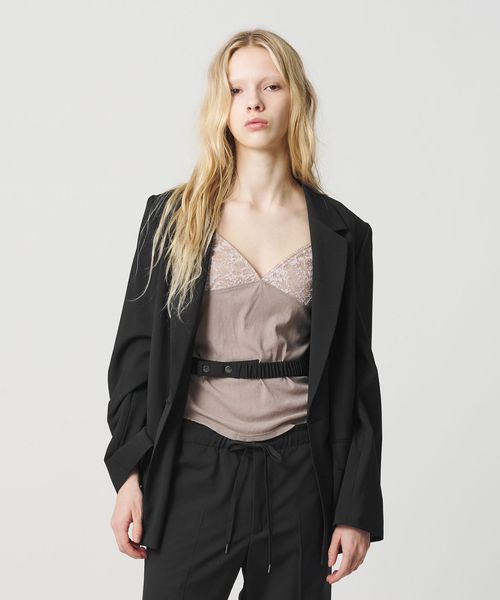 ATTISESSION/＜ATTISESSION＞ベルテッド ダブルブレスト ジャケット ブラック/テーラードジャケット