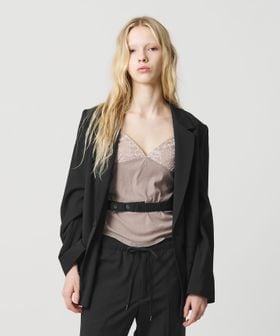 ATTISESSION/＜ATTISESSION＞ベルテッド ダブルブレスト ジャケット ブラック/テーラードジャケット