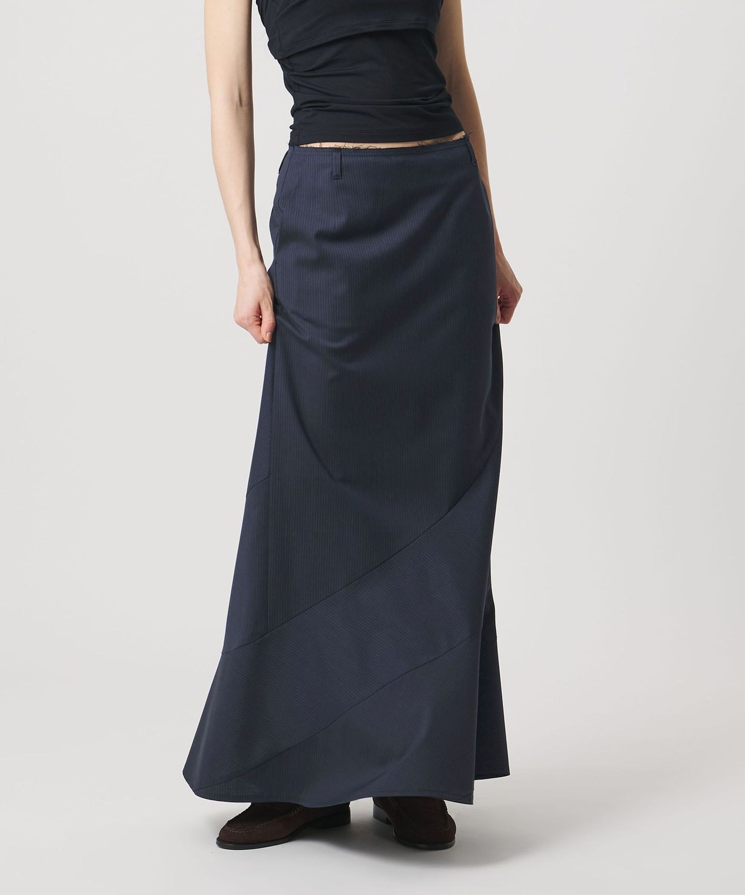 ATTISESSION＞エスカルゴ スカート ストライプ